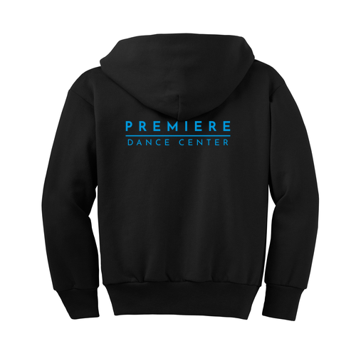 Youth Port and Company Full-Zip Hooded Sweatshirt -- Jet Black