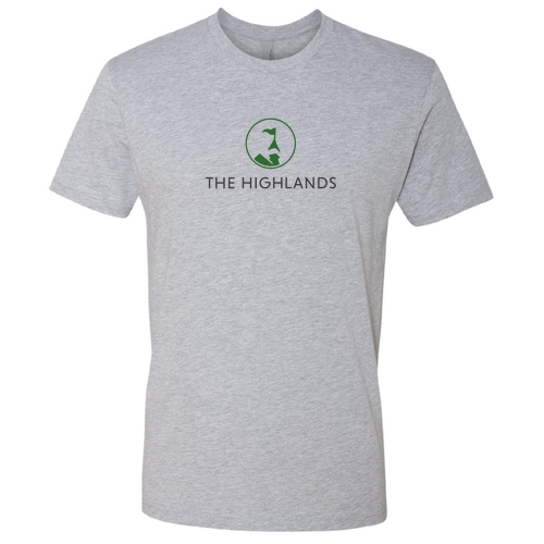 The Highlands Logo 1 Green Ink -- Short Sleeve Heather Grey
