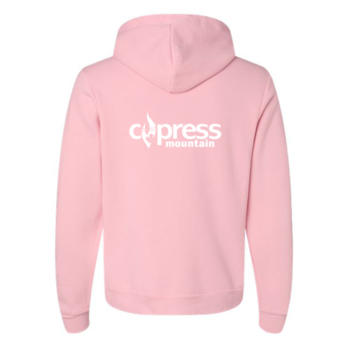 Cypress Mountain Logo 2 White Ink -- Pullover Hooded Sweatshirt Pink