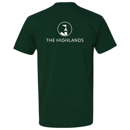The Highlands Logo 2 White Ink -- Short Sleeve Forest Green