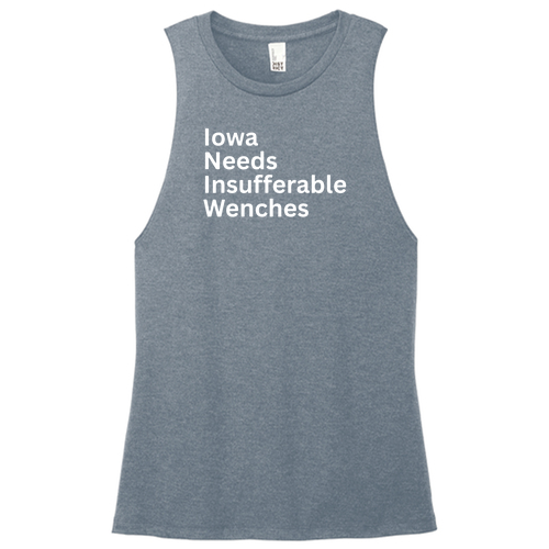 District Women's Perfect Tri Muscle Tank -- Flint Blue Heather