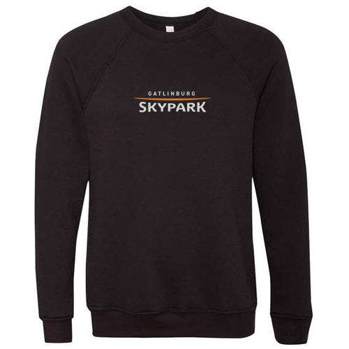 Gatlinburg Skypark Logo 1 Grey & Orange Ink -- Sponge Fleece Crewneck Sweatshirt Black