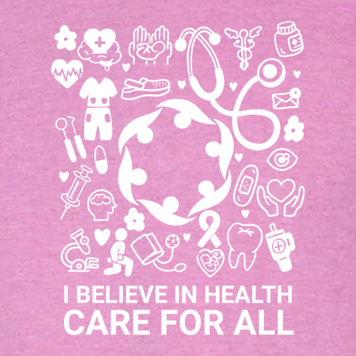 Health Care For All Screen Printed Softstyle Tee Heather Radiant Orchid