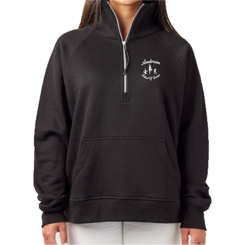 Enza Ladies Boxy Half Zip Fleece Left Chest -- Black