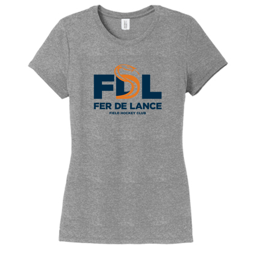 Ladies District Soft Fitted Perfect Tri Tee -- Grey Frost, U14