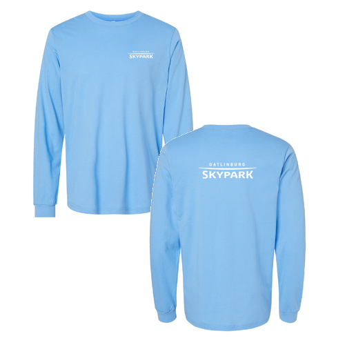 Gatlinburg Skypark Logo 2 White Ink -- Long Sleeve Carolina Blue