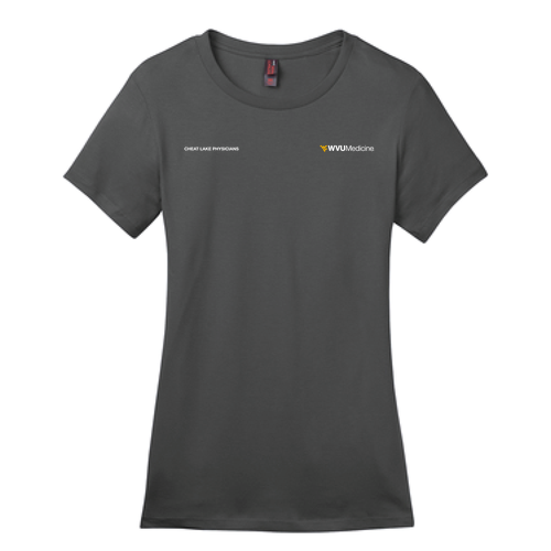 Screen Printed District Made Ladies Perfect Weight Crew Tee -- Charcoal