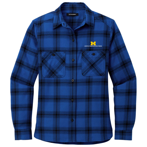 Ladies Port Authority Plaid Flannel Shirt -- Royal / Black Open Plaid, $48