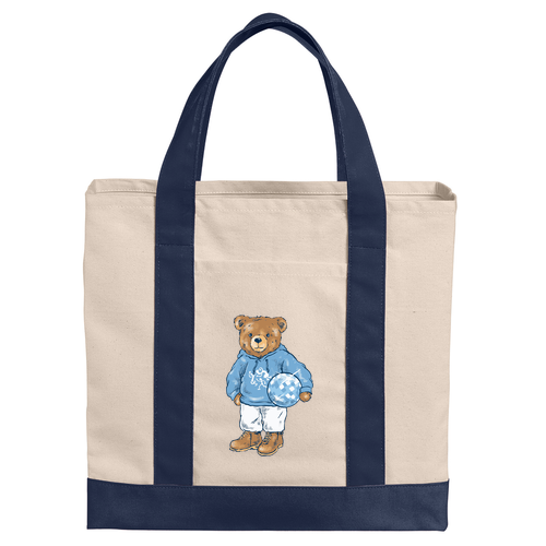 Port Authority Cotton Canvas Two-Tone Tote -- Natural / River Blue Navy