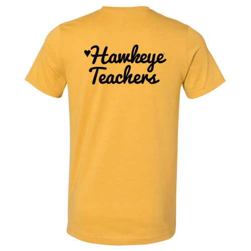 Hawkeye Teacher Bella Canvas Unisex Heather CVC T-Shirt -- Heather Mustard