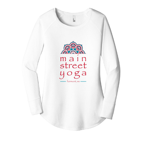 District Made Ladies Perfect Tri Long Sleeve Tunic -- White