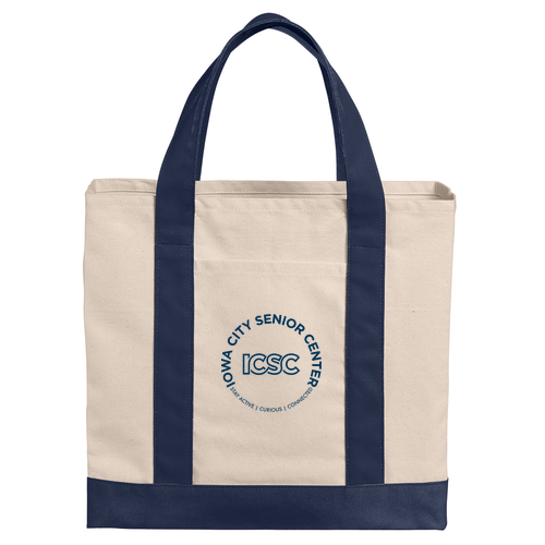 Port Authority Cotton Canvas Two-Tone Tote -- Natural / River Blue Navy
