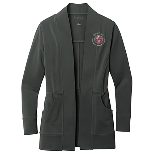 Port Authority Ladies Microterry Cardigan -- Charcoal