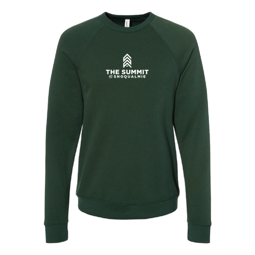 The Summit at Snoqualmie Logo 1 White Ink -- Crewneck Sweatshirt Forest