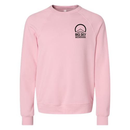 Big Sky Montana Logo 2 Black Ink -- Crewneck Sweatshirt Pink