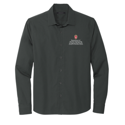 Mercer+Mettle Long Sleeve Stretch Woven Shirt Embroidered-- Anchor Grey