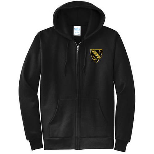 Embroidered Port and Company Classic Full Zip Hooded Sweatshirt -- Black Heather