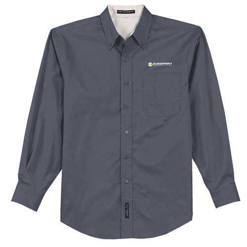 Port Authority Easy Care Long Sleeve Shirt -- Steel Grey / Light Stone