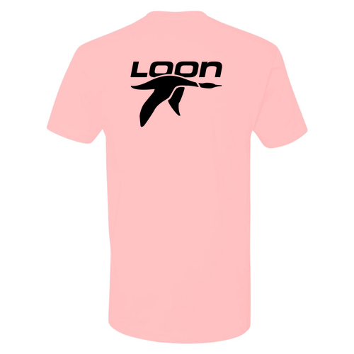 Loon Logo 2 Black Ink -- Short Sleeve Light Pink