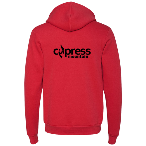 Cypress Mountain Logo 2 Black Ink -- Pullover Hooded Sweatshirt Red