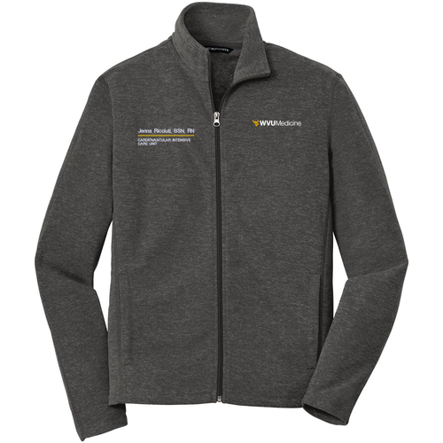 Port Authority Heather Microfleece Full Zip Jacket -- Black Charcoal Heather