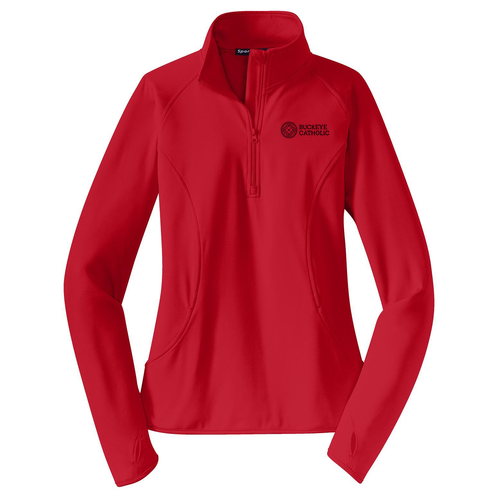 Sport Tek Ladies Sport Wick Stretch Half Zip Pullover -- Deep Red