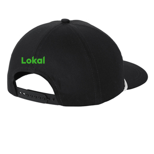 Port Authority Snapback Five-Panel Rope Hat (Viking Logo) -- Black / White