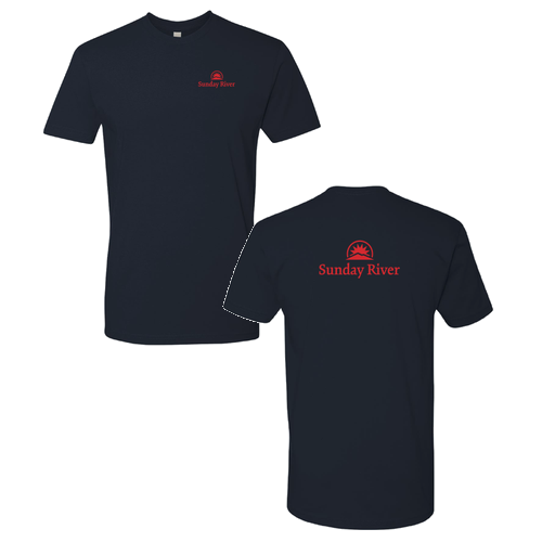 Sunday River Logo 2 Red Ink -- Short Sleeve Midnight Navy