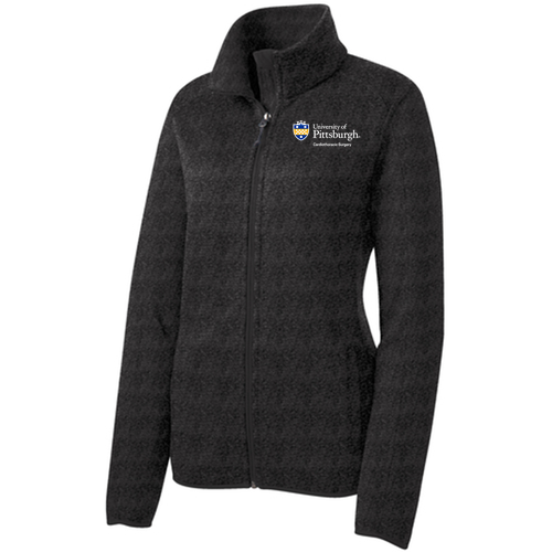 Port Authority Ladies Sweater Fleece Jacket -- Black Heather