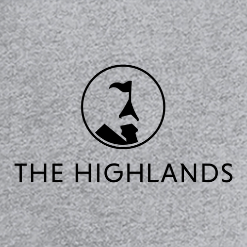 The Highlands Logo 1 Black Ink -- Long Sleeve Heather Grey