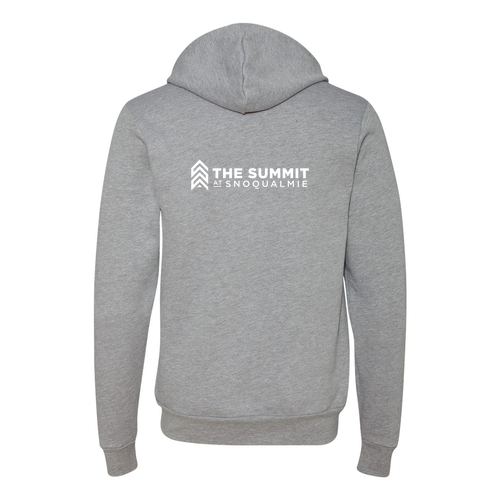 The Summit at Snoqualmie Logo 2 White Ink -- Pullover Hooded Sweatshirt Athletic Heather
