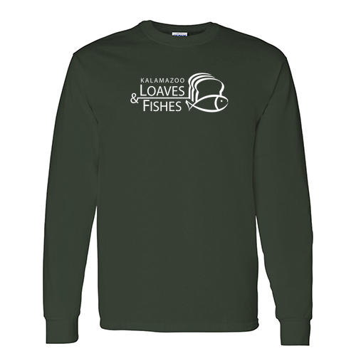 KLF You Can Help Fight Hunger Longsleeve Basic T-Shirt -- Forest Green