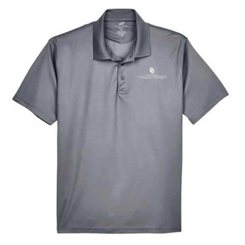 UltraClub Mens Cool & Dry Mesh Pique Polo Embroidered-- Charcoal
