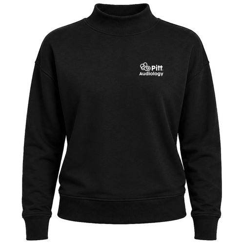 J America Ladies Dream Fleece Mock Neck Crew -- Black