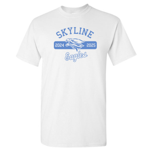 Gildan Heavy Cotton Basic T-Shirt -- White, Sky Logo