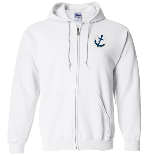 Gildan Full Zip Hooded Sweatshirt -- White