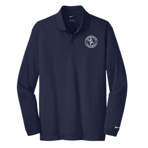 Nike Golf Long Sleeve Dri Fit Stretch Tech Polo -- Midnight Navy EMBROIDERED