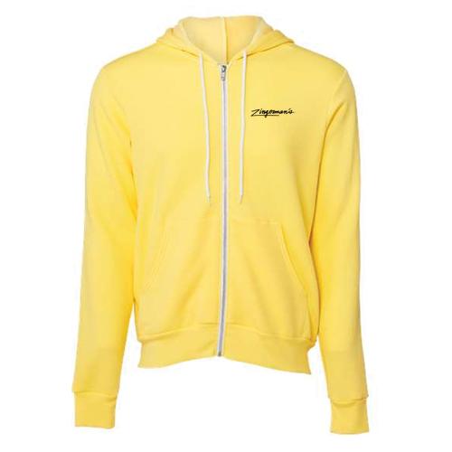 Bella Canvas Soft Full-Zip Hooded Sweatshirt -- Yellow