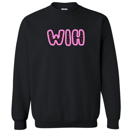 Pink WIH Gildan Heavy Blend Crew Neck Sweatshirt -- Black