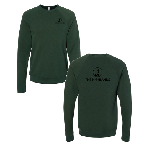 The Highlands Logo 2 Black Ink -- Raglan Sweatshirt Forest