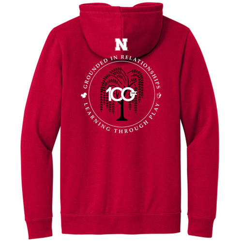 Adult 100 Years Hoodie -- Scarlet