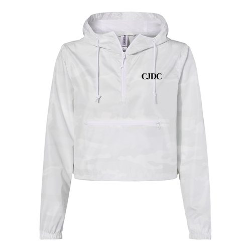 Independent Trading Co. Womens Lightweight Pullover Crop Windbreaker -- White Camo
