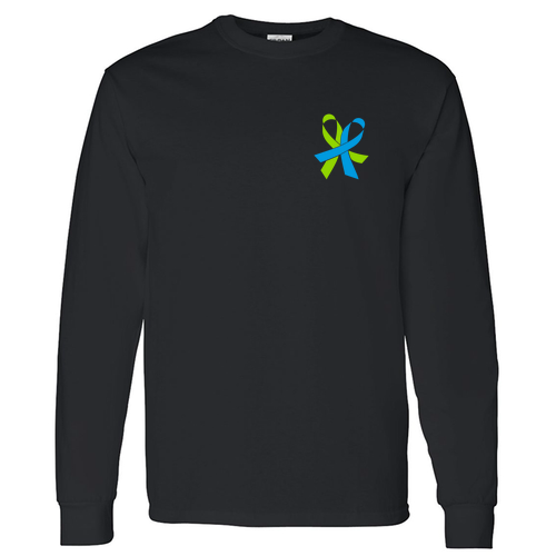 Ribbon Design Gildan Heavy Cotton Longsleeve Basic T-Shirt -- Black