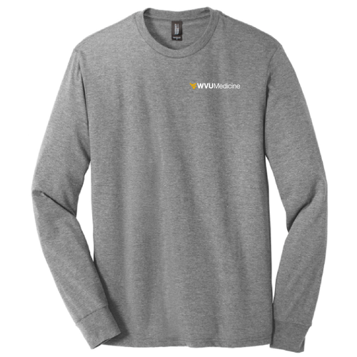 Screen Printed District Made Mens Perfect Tri Long Sleeve Crew Tee -- Grey Frost