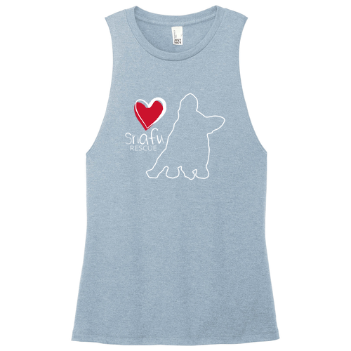 District Women's Perfect Tri Muscle Tank -- Flint Blue Heather