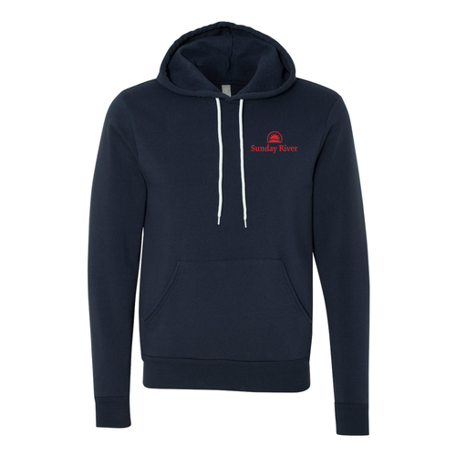 Sunday River Logo 2 Red Ink -- Pullover Hooded Sweatshirt Navy