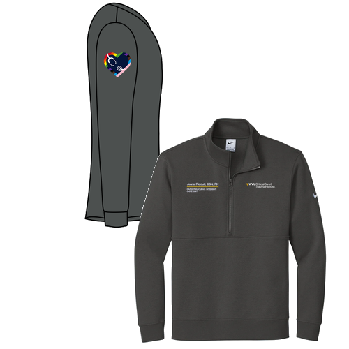 Gender Care Heart Nike Club Fleece Sleeve Swoosh 1/2-Zip -- Anthracite
