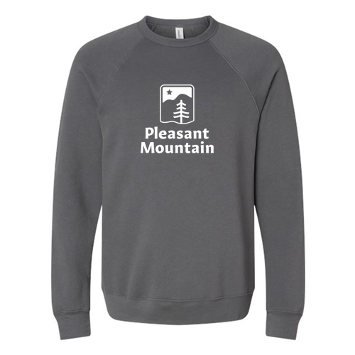 Pleasant Mountain Logo 1 White Ink -- Crewneck Sweatshirt Asphalt