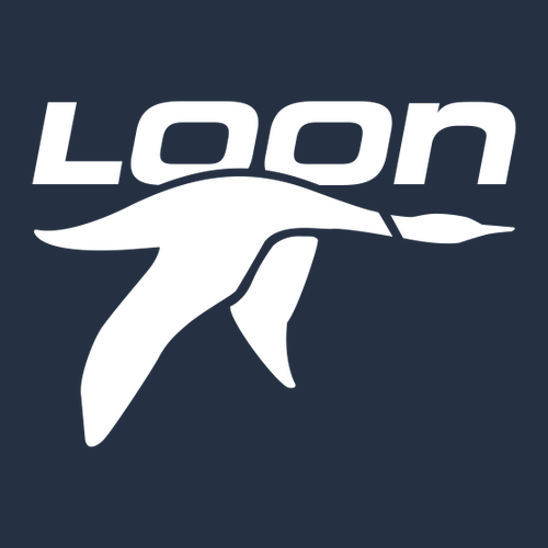Loon Logo 2 White Ink -- Pullover Hooded Sweatshirt Navy