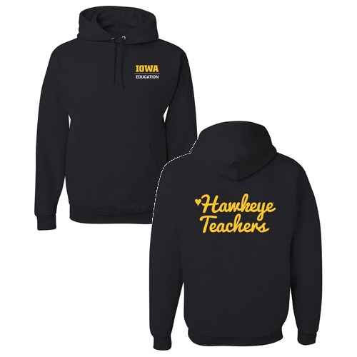 Hawkeye Teacher Jerzees 8 oz 50/50 Nublend Adult Hooded Sweatshirt -- Black